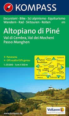 075 Altopiano di Piné - Val di Cembra - /Val dei Mocheni - /Passo Manghen 1:35.000, KOMPASS Wanderkarte
