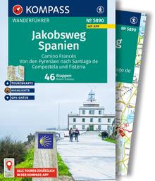 Jakobsweg Spanien, Camino Francés. Von den Pyrenäen nach Santiago de Compostela und Fisterra, 46 Etappen mit Extra-Tourenkarte, MAIRDUMONT: KOMPASS Wanderführer
