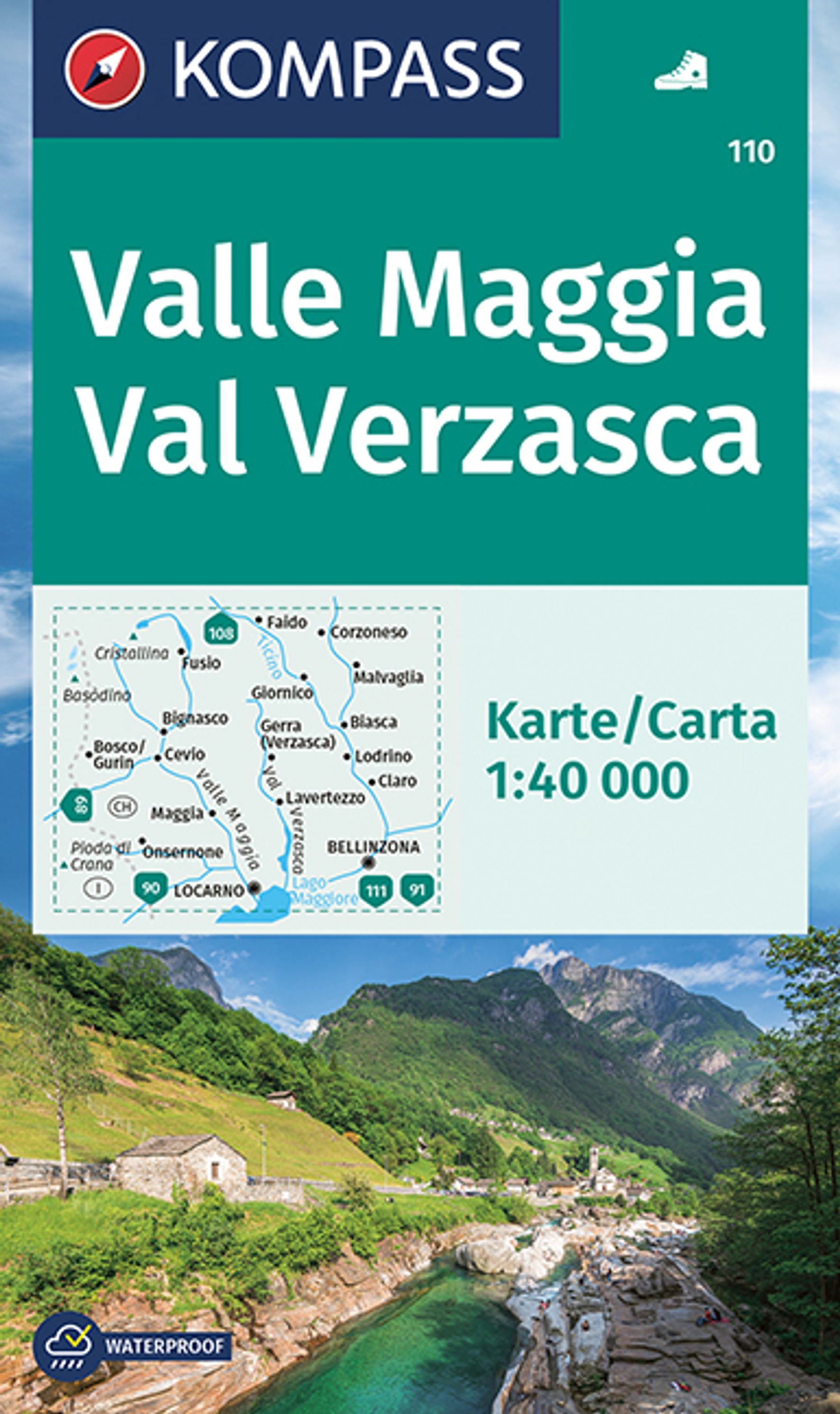MAIRDUMONT KOMPASS Wanderkarte 110 Valle Maggia, Val Verzasca 1:40000