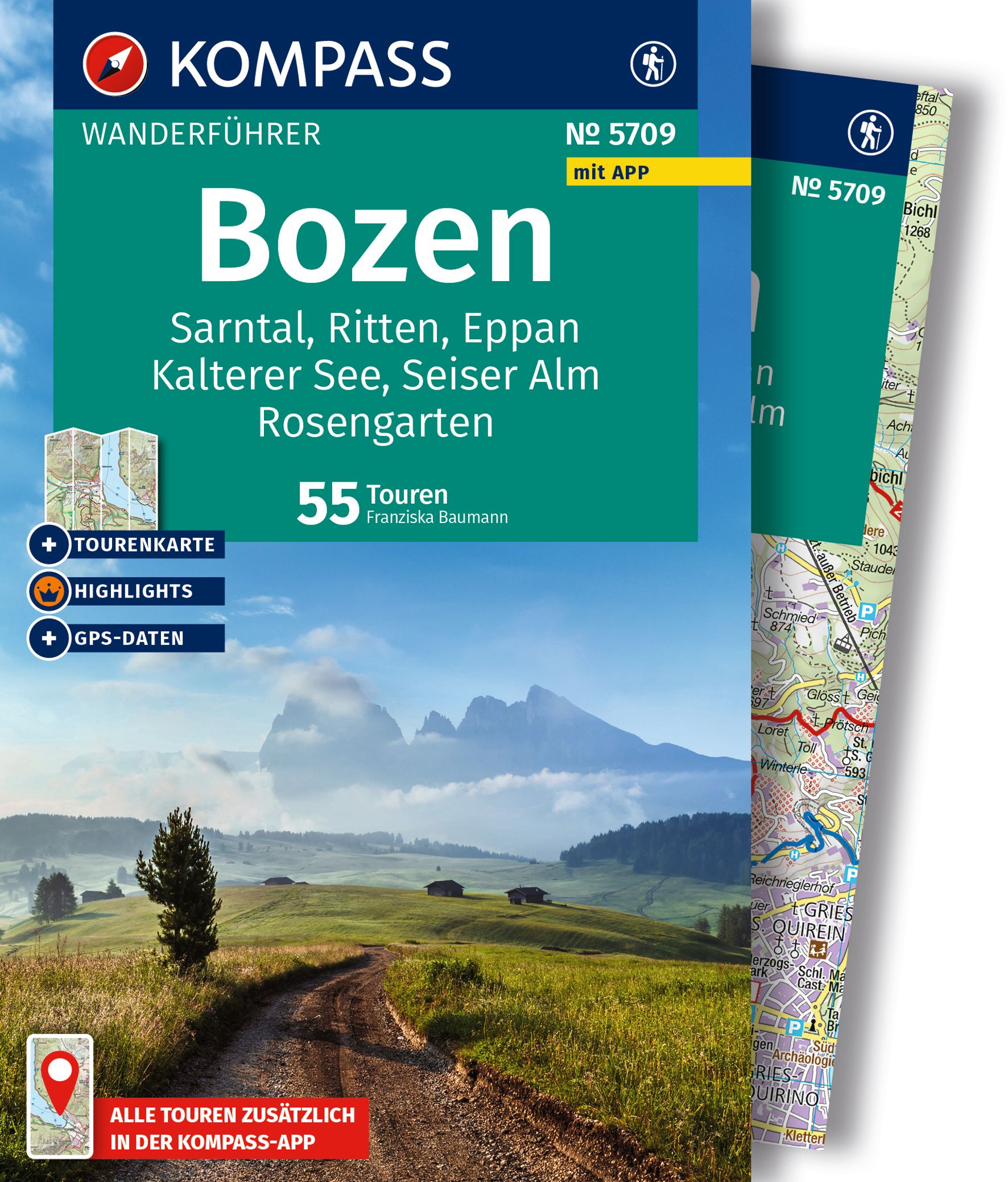 MAIRDUMONT Bozen, Sarntal, Ritten, Eppan, Kalterer See, Seiser Alm, Rosengarten, 55 Touren mit Extra-Tourenkarte